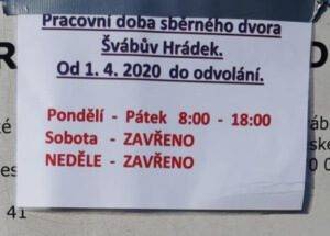 Sběrný dvůr Švábův Hrádek otevřen v omezeném režimu svabak