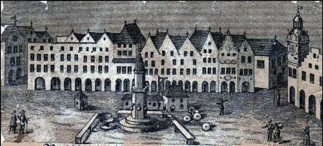 Rytina-náměstí-z-roku-1641.-Vpravo-je-vidět-stará-budova-radnice.