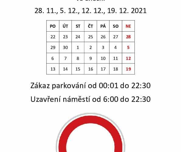 Adventní neděle budou na náměstí bez aut