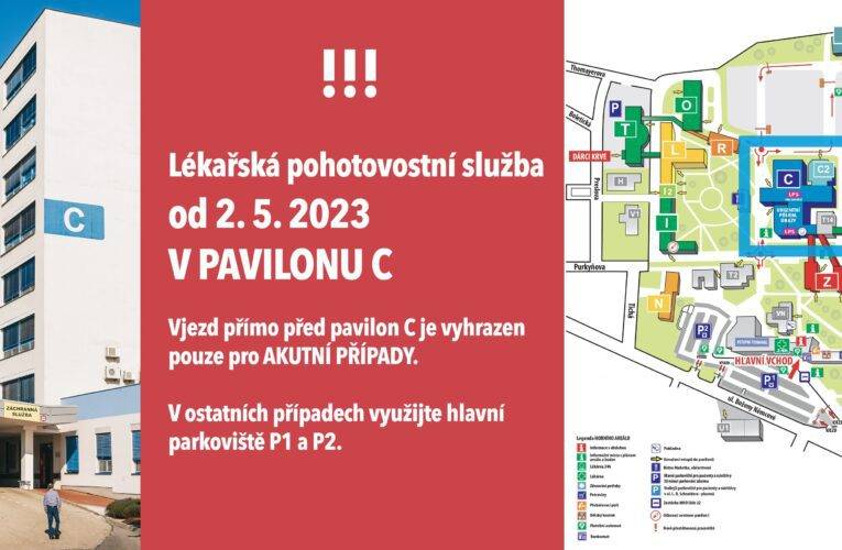 Od 2. května se přesouvá pohotovost do horního areálu nemocnice, pavilonu C