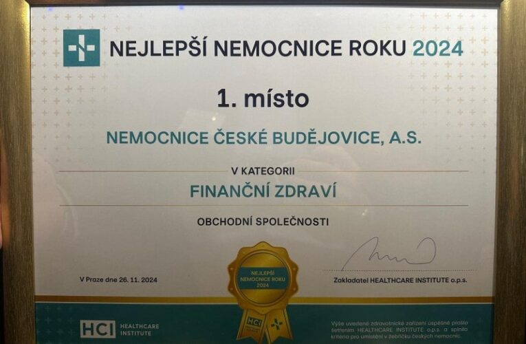 Nemocnice České Budějovice zabodovala v celorepublikové anketě Nejlepší nemocnice roku 2024