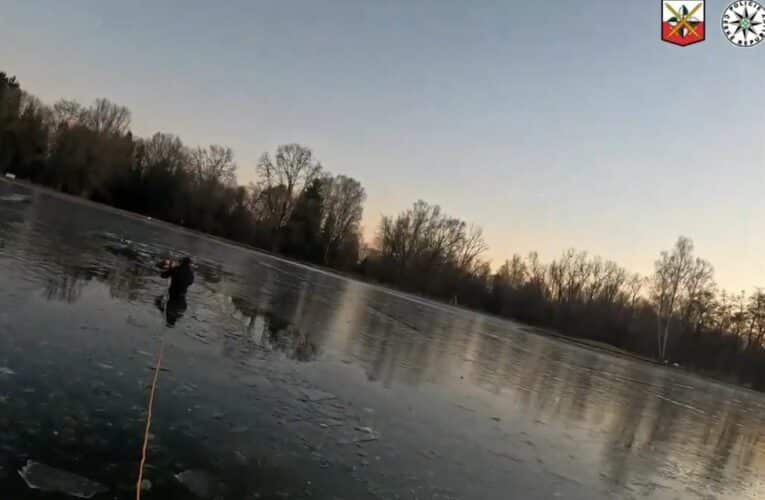 VIDEO: Na Bagru ve Stromovce v Českých Budějovicích se pod dětmi prolomil led