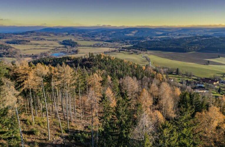 Rozhledna Hradišťský vrch – výhled na Novohradky i Alpy