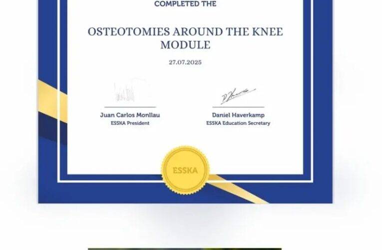 MUDr. Tomáš Trnka z českobudějovické nemocnice jako první lékař v ČR získal certifikát ESSKA