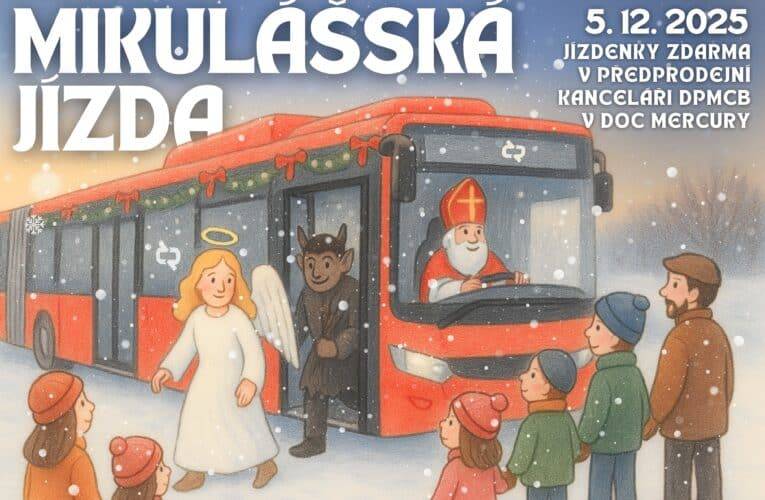 Mikulášský adventní autobus vyrazí na jízdu po městě. Jízda je pro veřejnost zdarma
