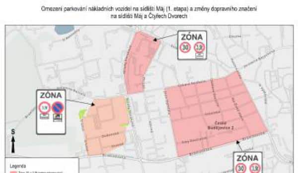 První etapa regulace dopravy na Máji se týká nákladních vozidel