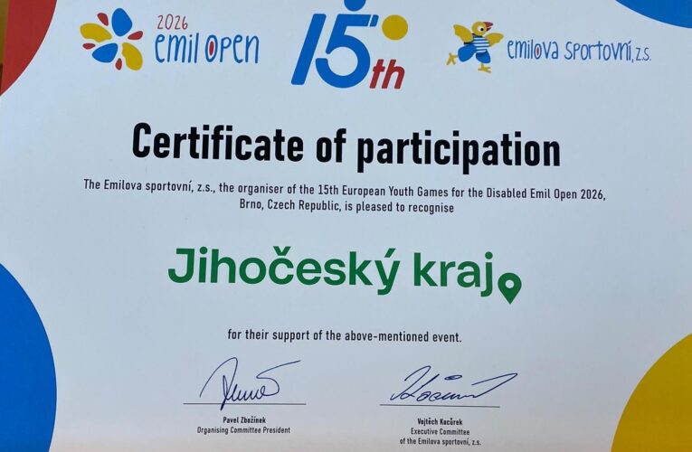 Jihočeský kraj poděkoval mladým sportovcům za reprezentaci na evropských hrách Emil Open
